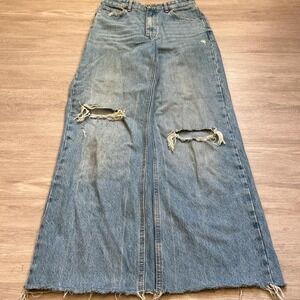 Vintage 2000s Baggy Wide Leg Denim Jeans with Perfect Wash 26x30 Y2K Skate